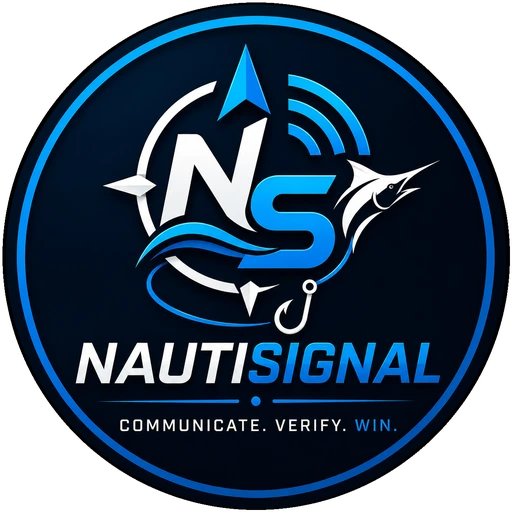 NautiSignal seal — Communicate. Verify. Win.